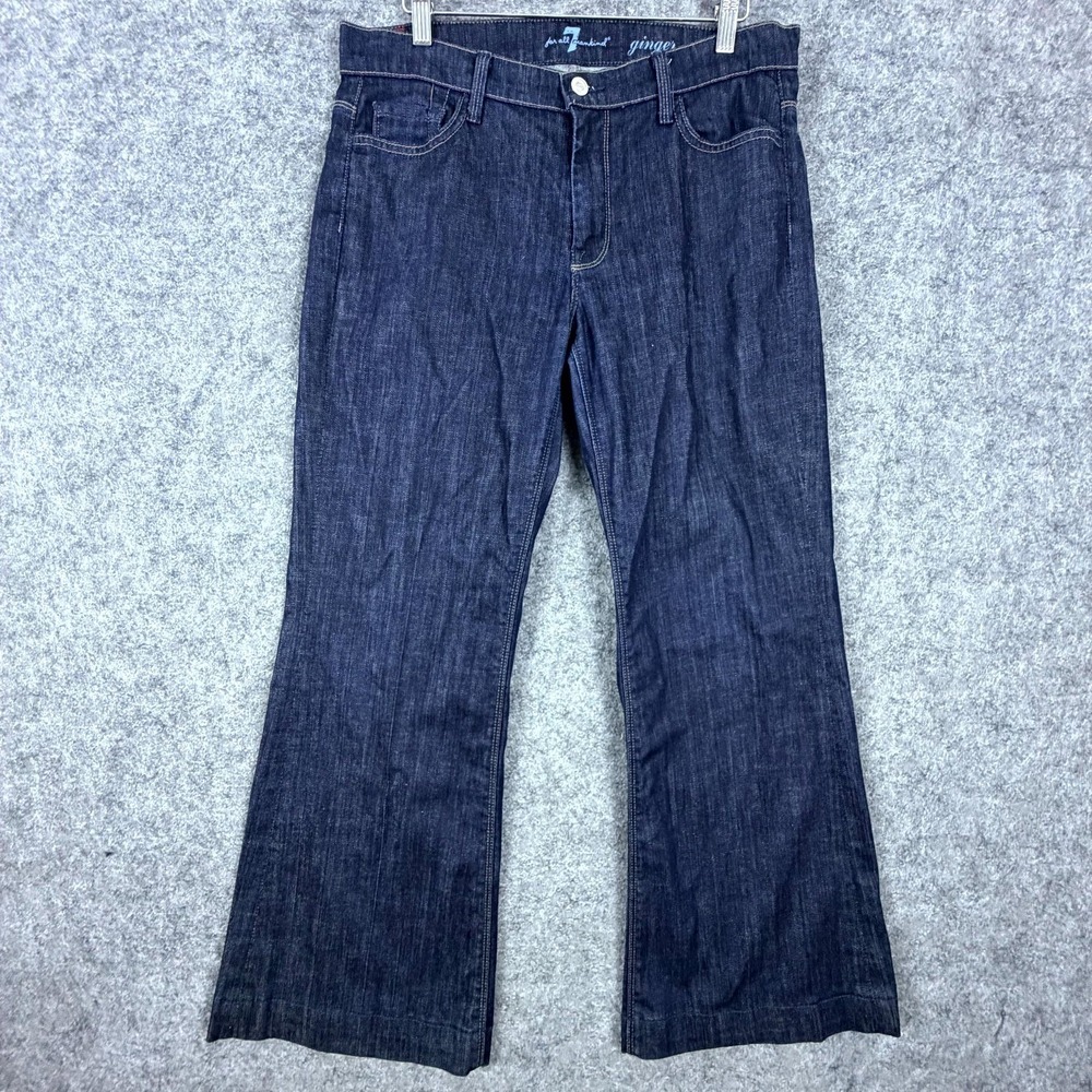 7 For All Mankind Ginger Flare Jeans Women 31 Blue Denim Cotton Stretch 5-Pocket
